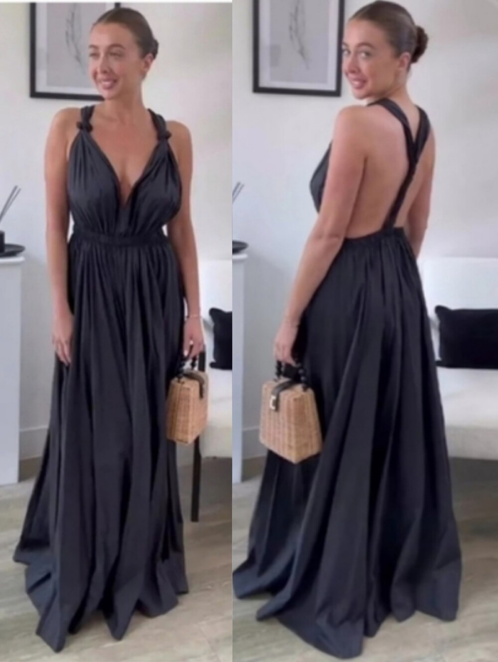 ZARA VOLUMINOUS LONG MAXI DRESS BLACK SIZE XL